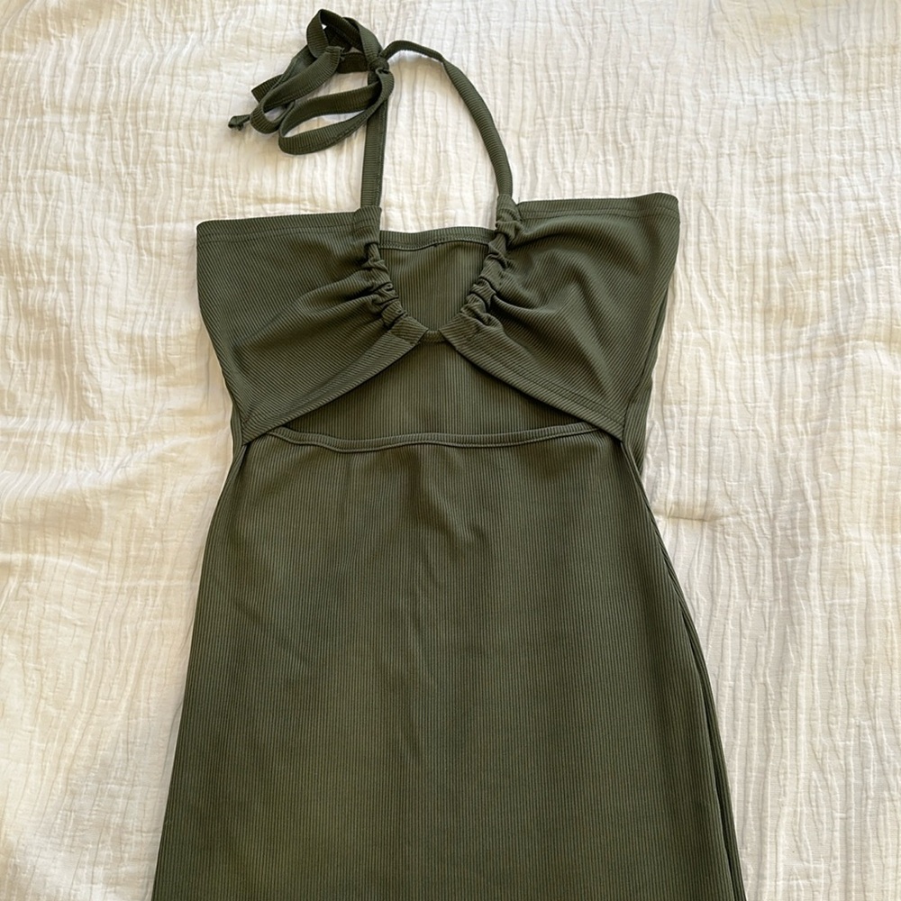 Cut out dress olive color